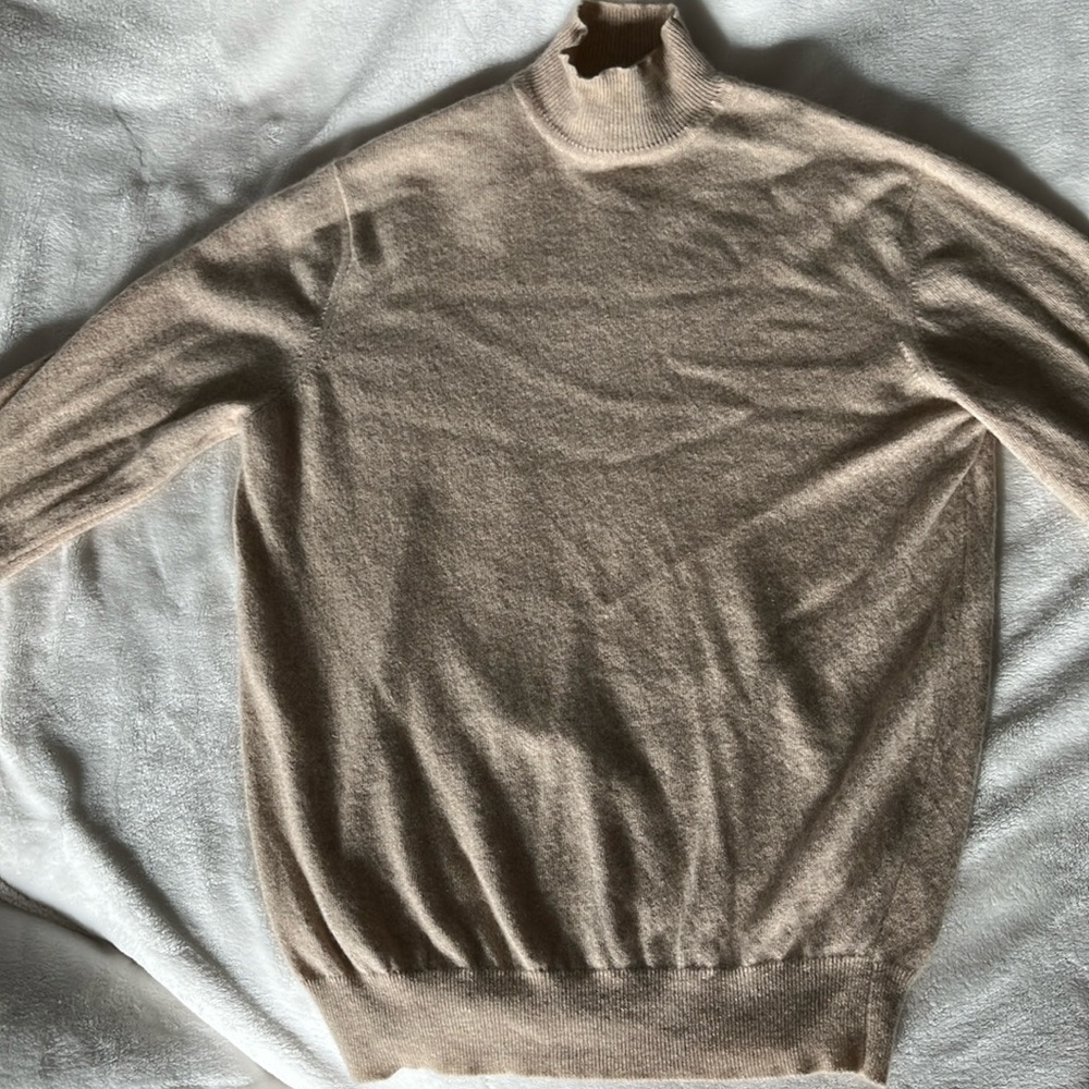 Pure cashmere mock neck sweater